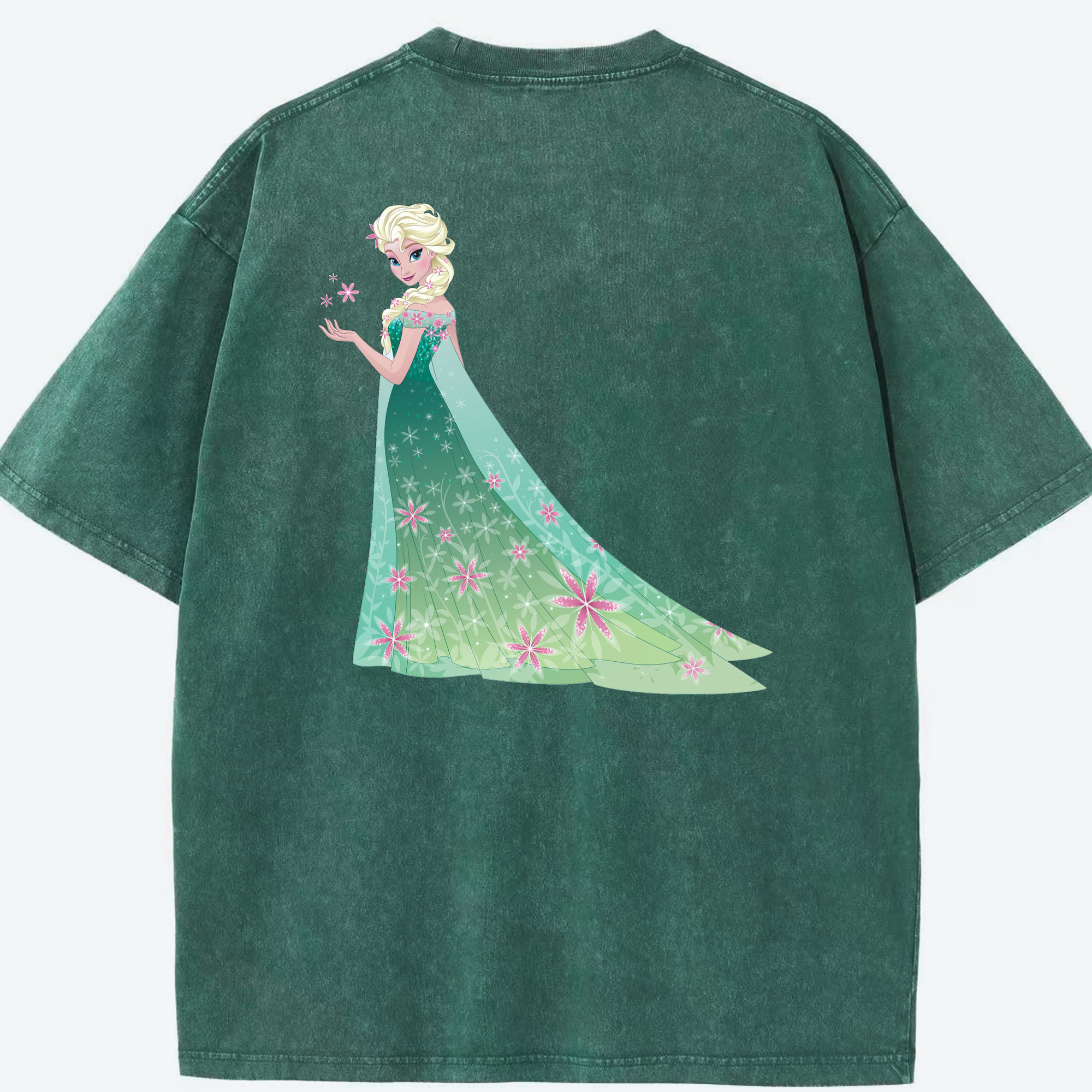（画像用） アナと雪の女王 アンナ エルサ Frozen Anna Elsa 綿100% ヴィンテージ風 半袖Tシャツ（背面プリント）